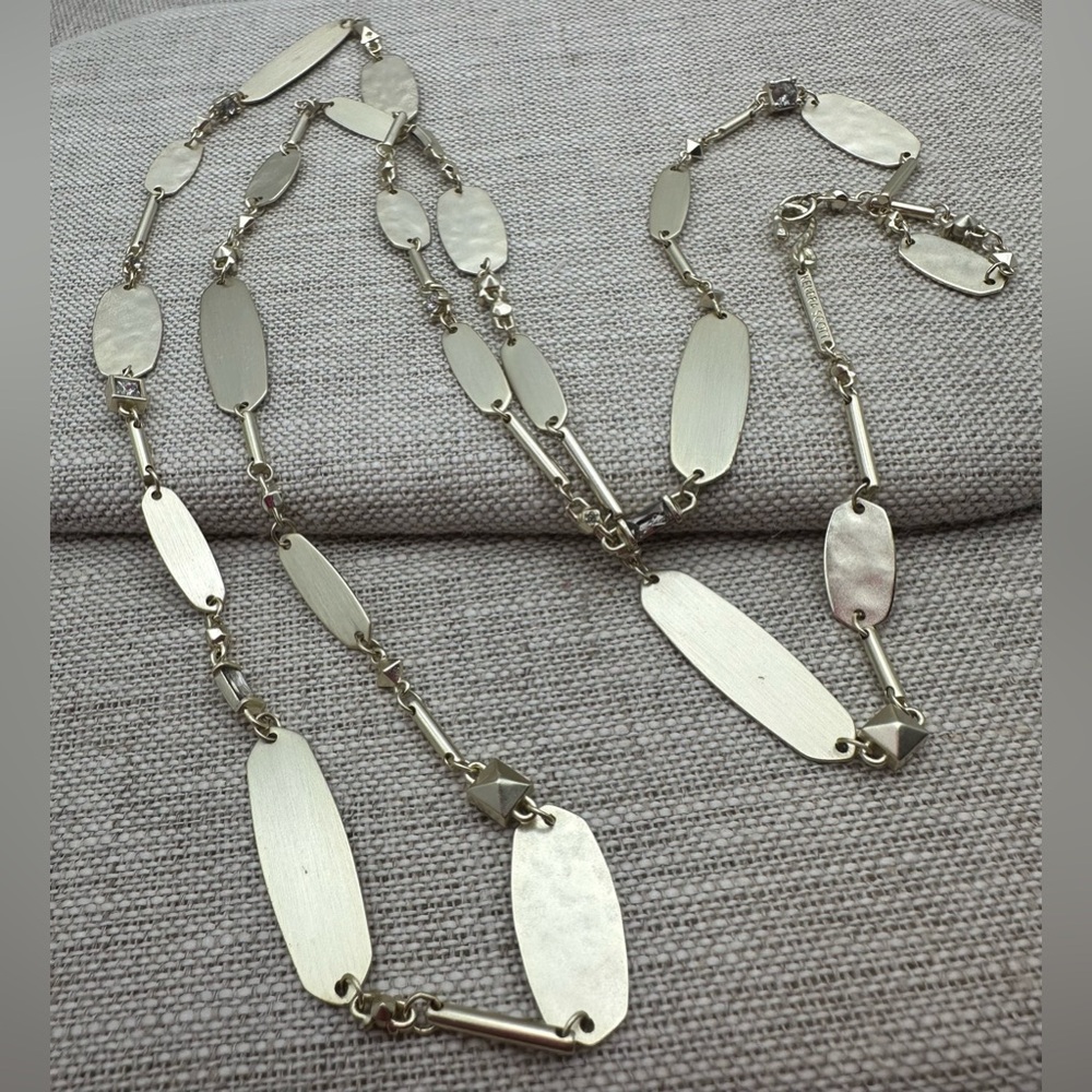 Kendra Scott Claret Brushed Gold Tone Matte Rhinestone Necklace 36”
